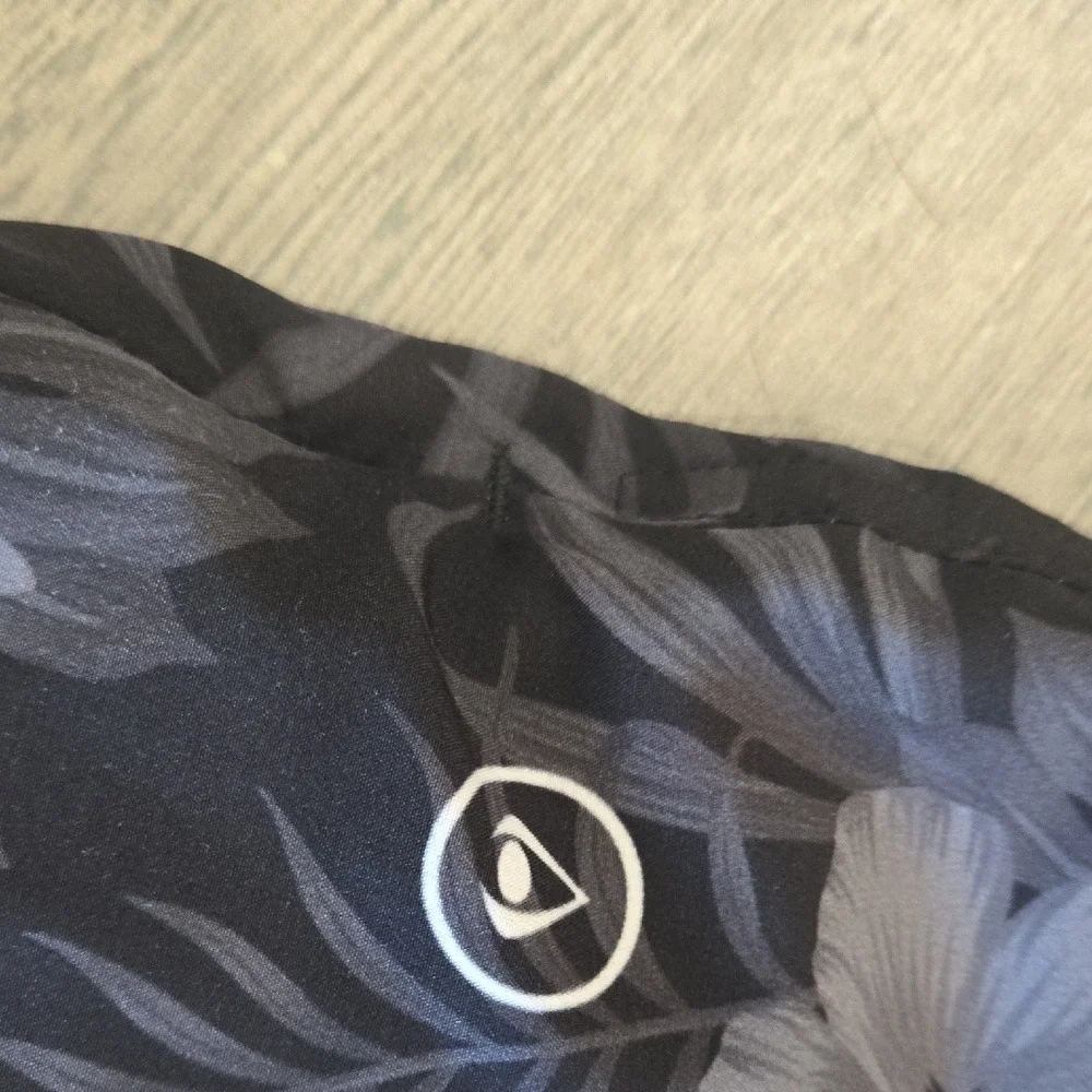 Impact Palm Mens Hibiscus Floral Swim Trunks Teal Black Small Board‎ Shorts